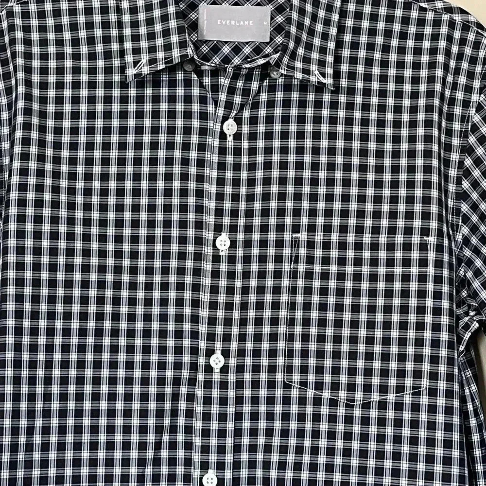 Everlane Men’s Plaid Shirt Size M Black White Long Sleeve Button Down  Collared - Picture 7 of 8